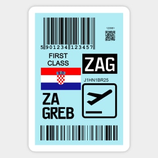 Zagreb Croatia travel ticket Magnet